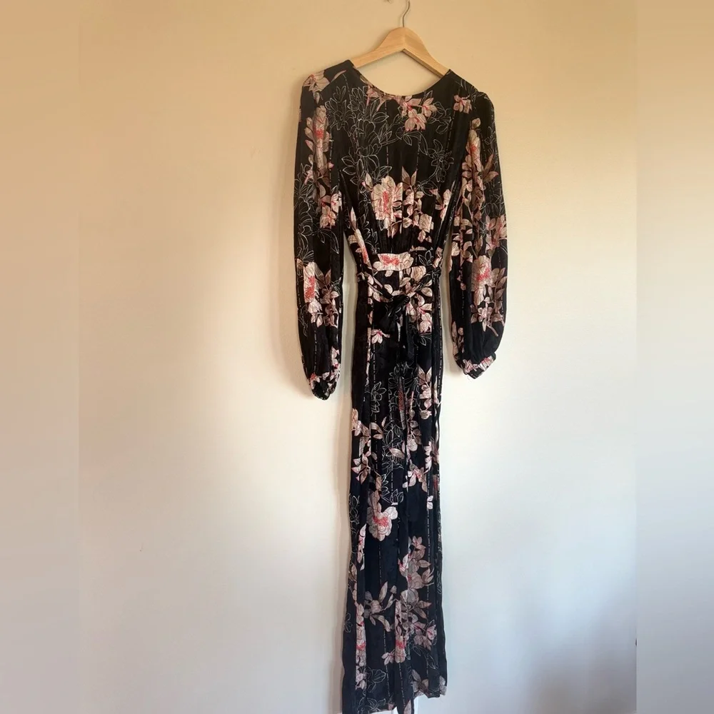Anthropologie Harlyn Floral Boho Wide Leg Jumpsuit Balloon Sleeve S - Picture 4 of 14